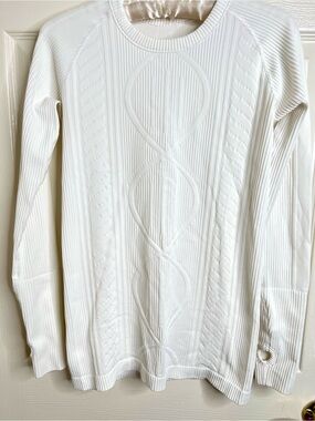 lululemon athletica White Ribbed Cable-Knit Long Sleeve Top
